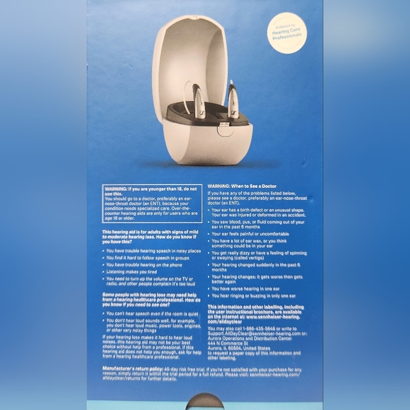 Sennheiser All-Day Clear Slim ADCS1 OTC Hearing Aids - Picture 4 of 4